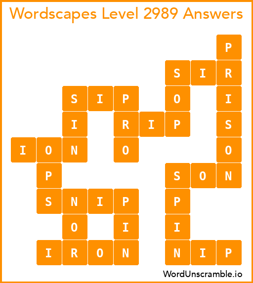 Wordscapes Level 2989 Answers