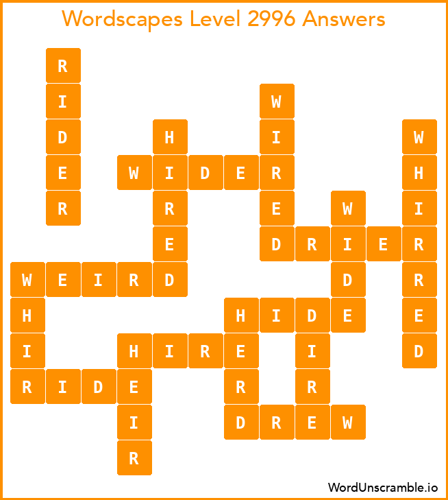 Wordscapes Level 2996 Answers
