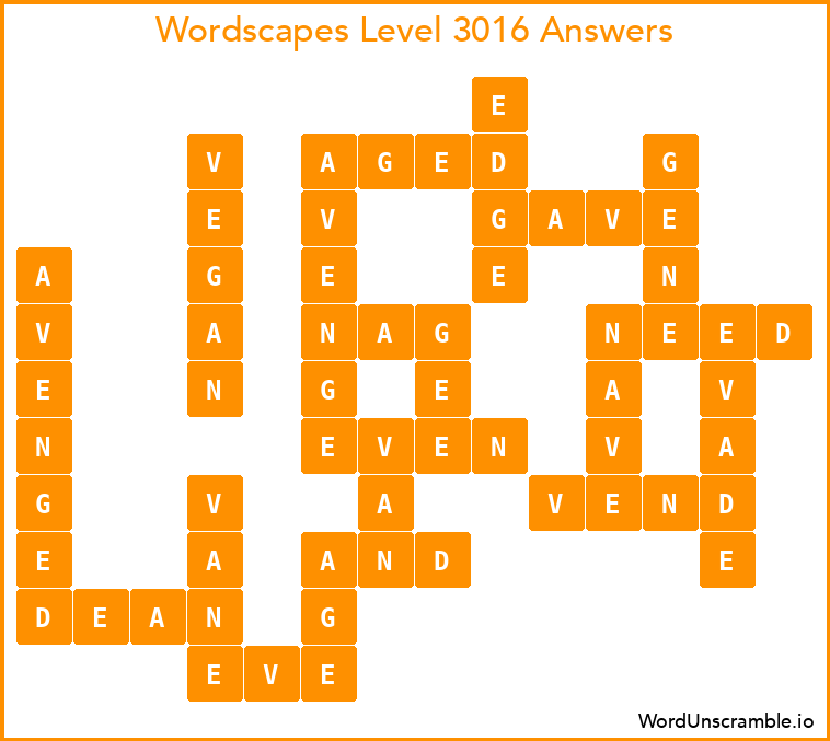 Wordscapes Level 3016 Answers