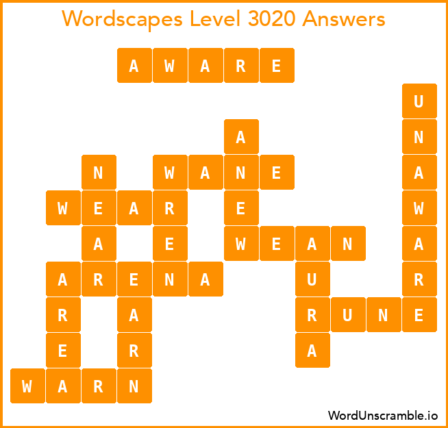Wordscapes Level 3020 Answers