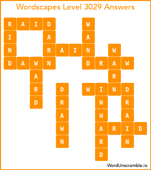 Wordscapes Level 3029 Answers