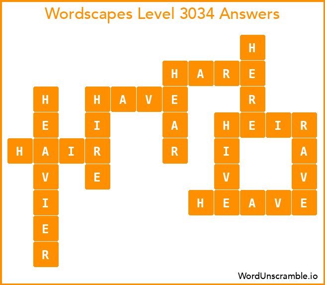 Wordscapes Level 3034 Answers
