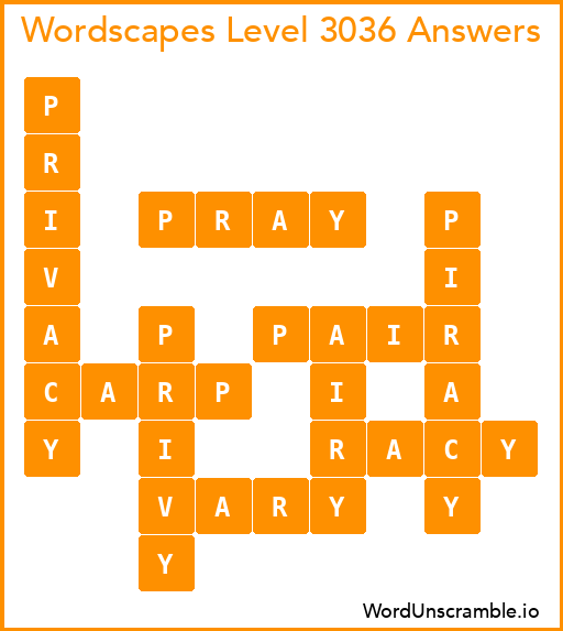 Wordscapes Level 3036 Answers