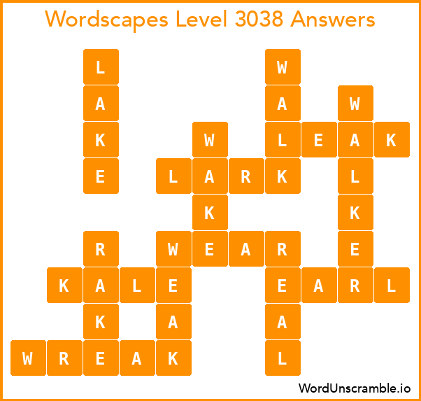 Wordscapes Level 3038 Answers