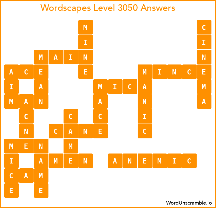 Wordscapes Level 3050 Answers