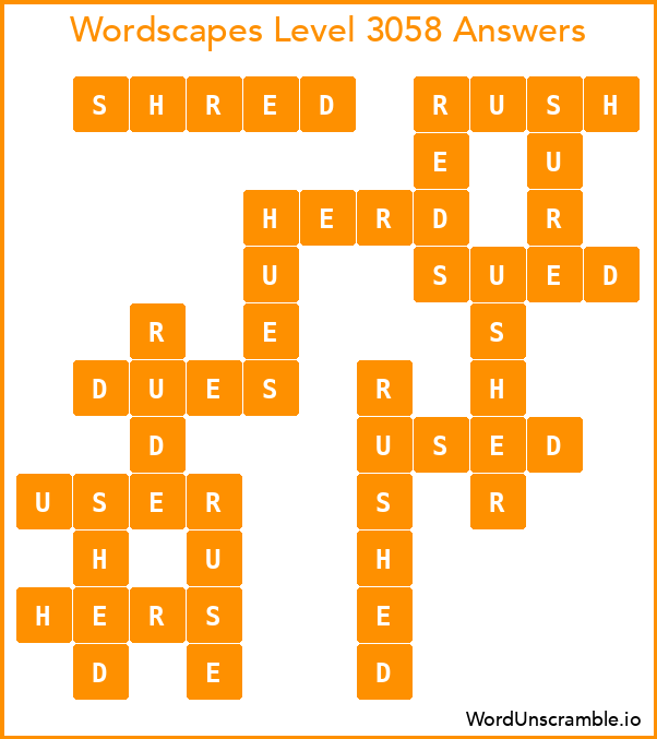 Wordscapes Level 3058 Answers