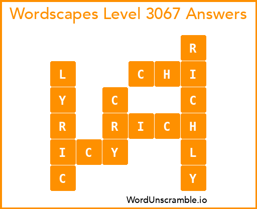 Wordscapes Level 3067 Answers
