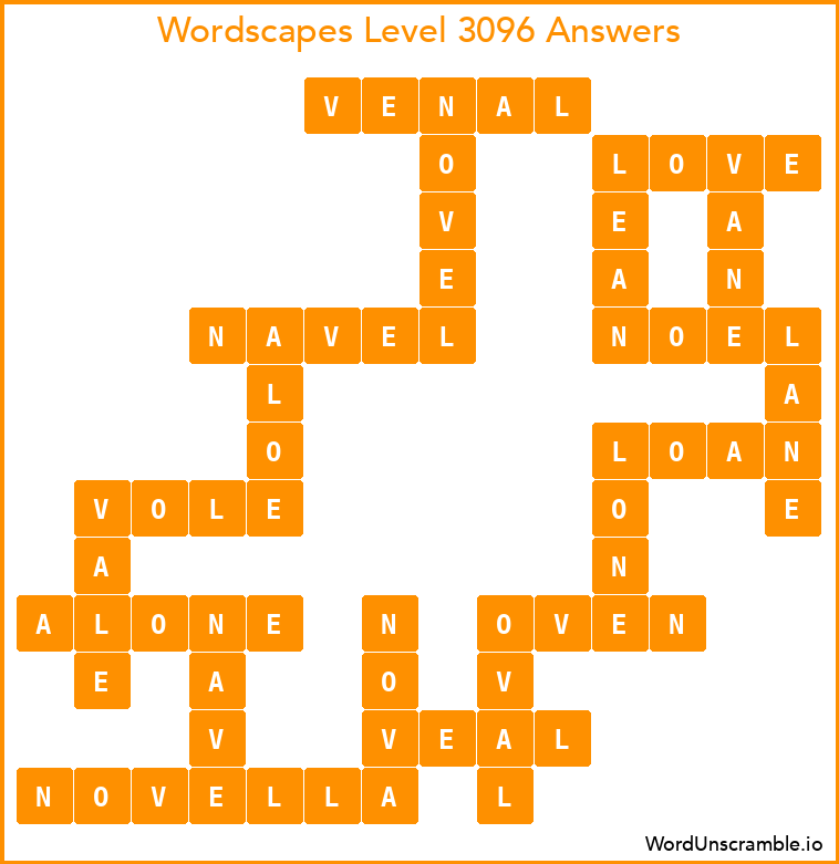 Wordscapes Level 3096 Answers