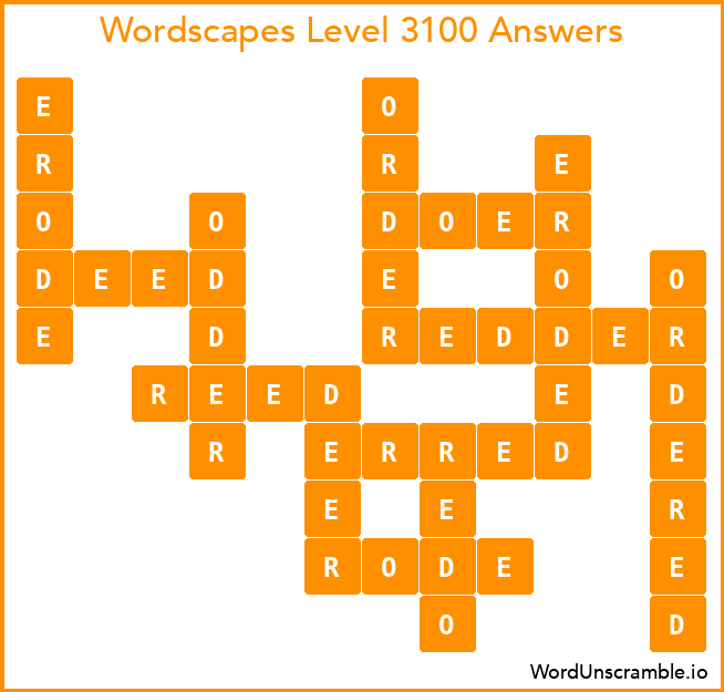 Wordscapes Level 3100 Answers