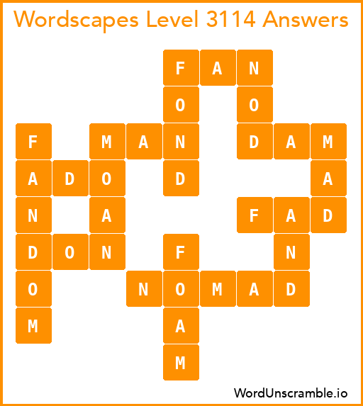 Wordscapes Level 3114 Answers