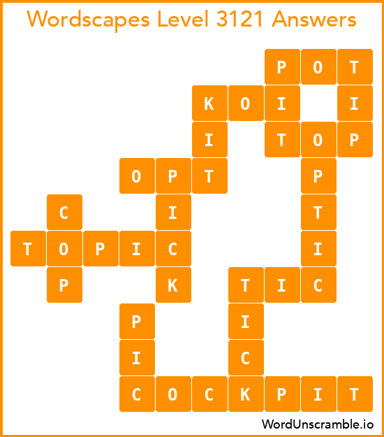 Wordscapes Level 3121 Answers