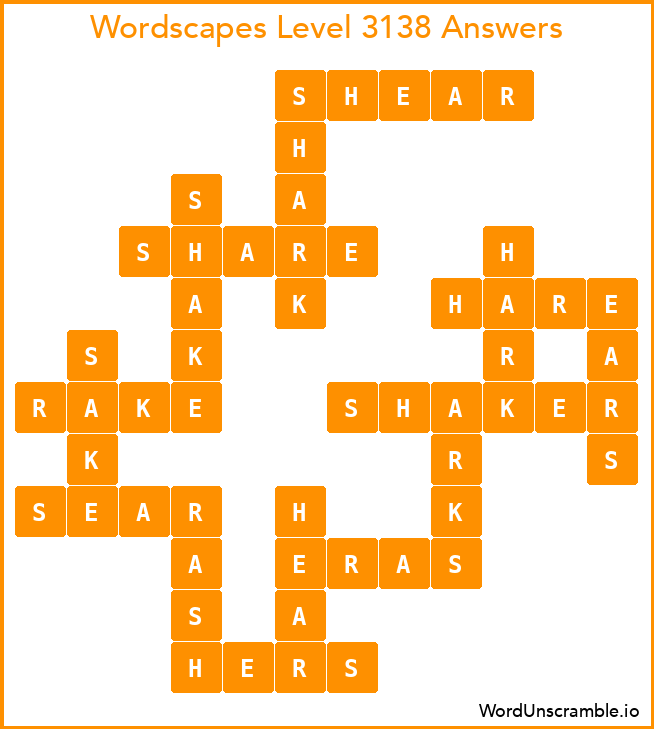 Wordscapes Level 3138 Answers