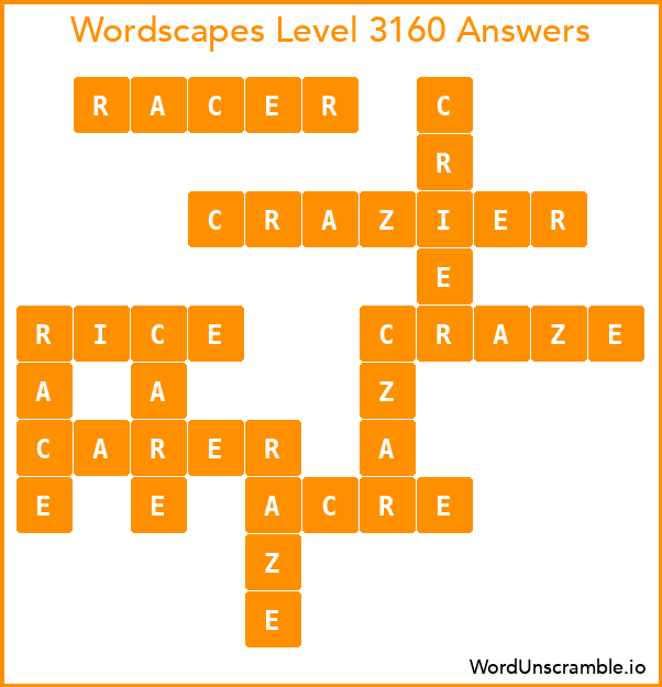 Wordscapes Level 3160 Answers