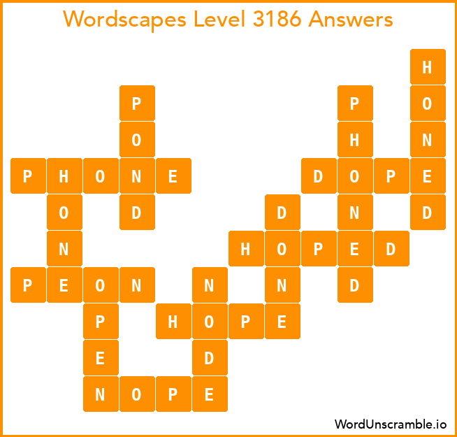Wordscapes Level 3186 Answers