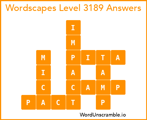 Wordscapes Level 3189 Answers