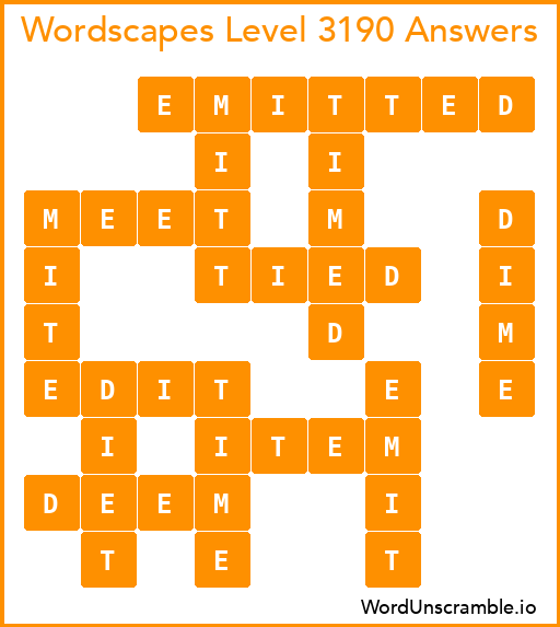 Wordscapes Level 3190 Answers
