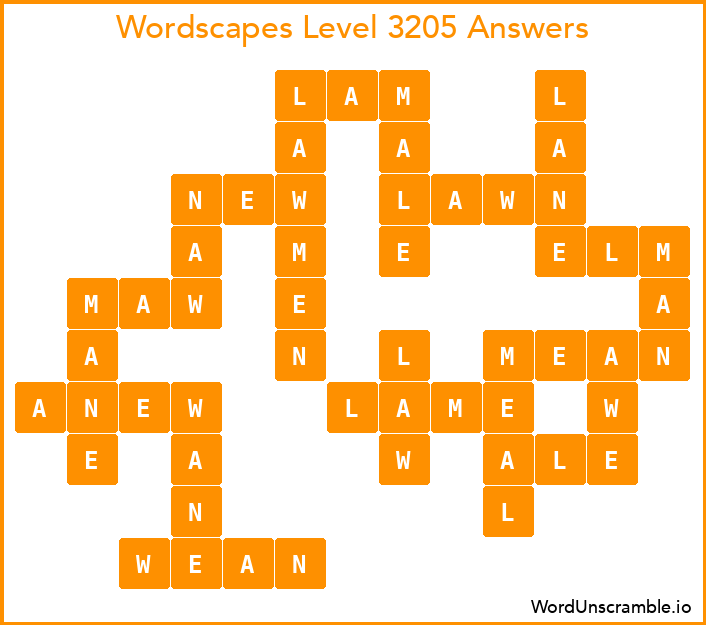 Wordscapes Level 3205 Answers