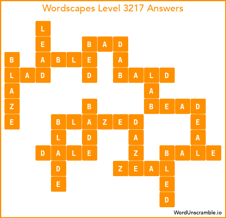 Wordscapes Level 3217 Answers