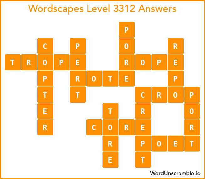 Wordscapes Level 3312 Answers