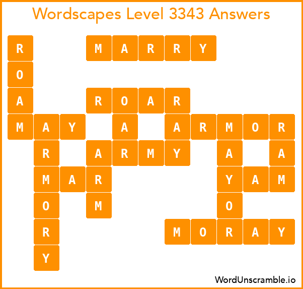 Wordscapes Level 3343 Answers