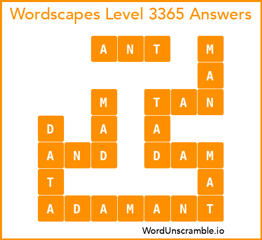 Wordscapes Level 3365 Answers