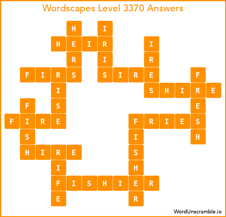 Wordscapes Level 3370 Answers