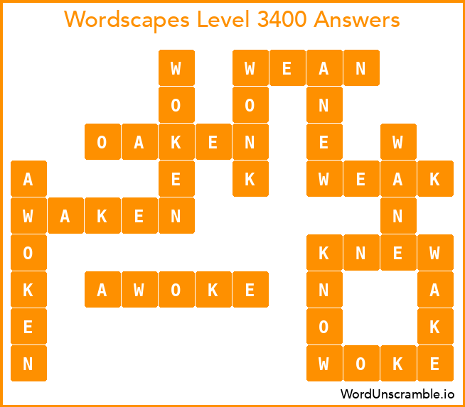 Wordscapes Level 3400 Answers