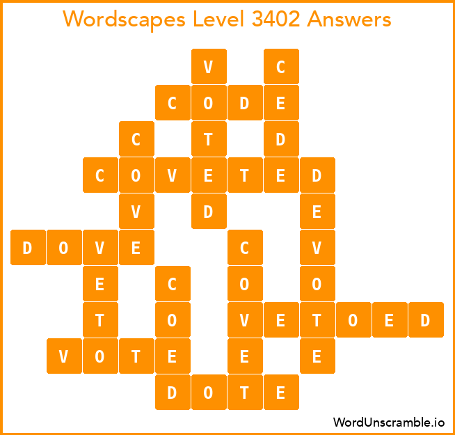 Wordscapes Level 3402 Answers