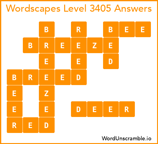 Wordscapes Level 3405 Answers