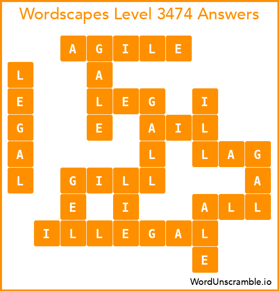 Wordscapes Level 3474 Answers