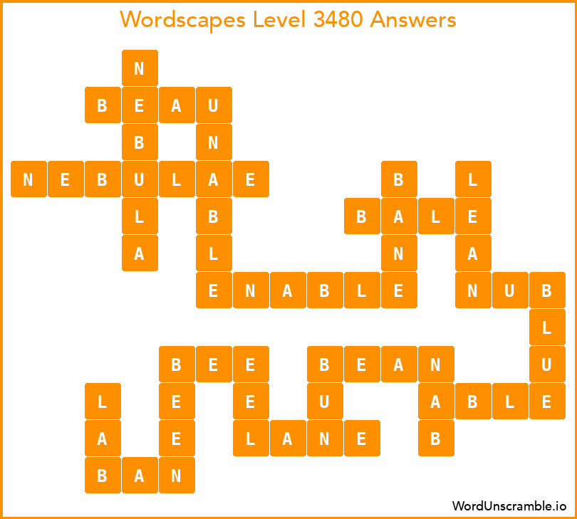 Wordscapes Level 3480 Answers