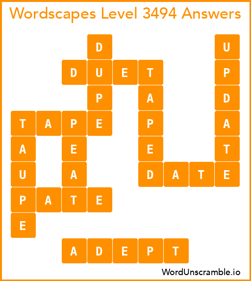 Wordscapes Level 3494 Answers