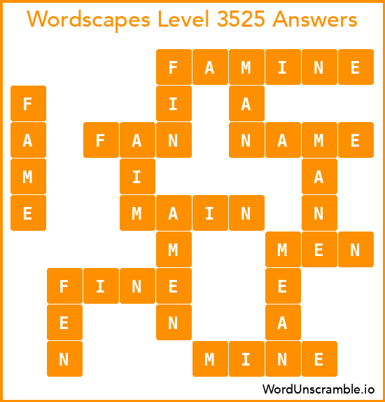 Wordscapes Level 3525 Answers