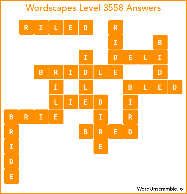 Wordscapes Level 3558 Answers