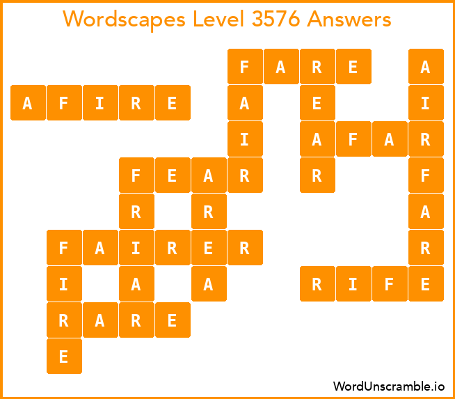 Wordscapes Level 3576 Answers