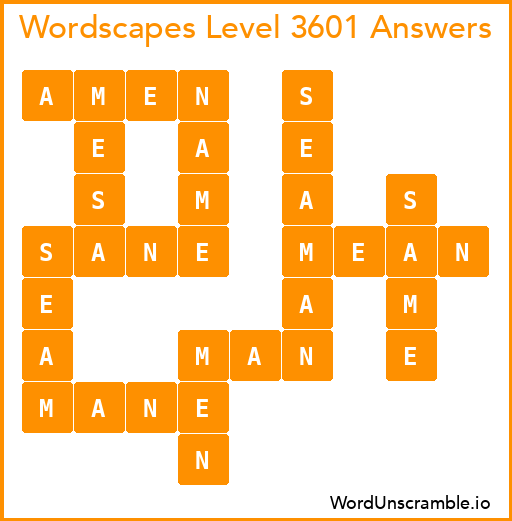 Wordscapes Level 3601 Answers