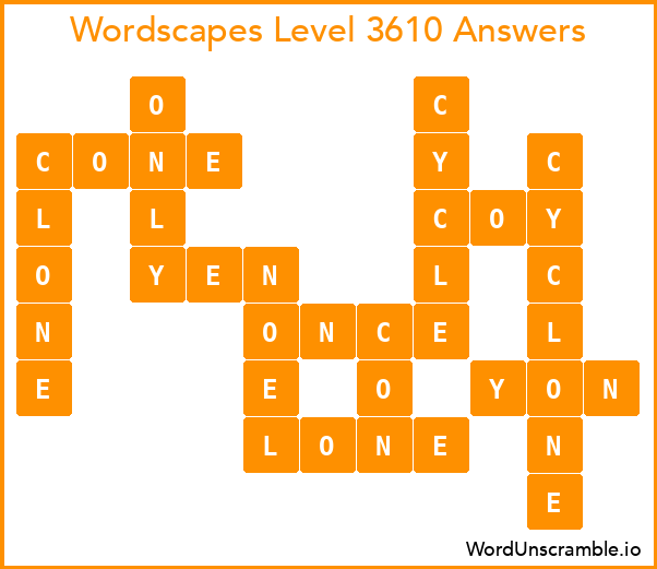 Wordscapes Level 3610 Answers