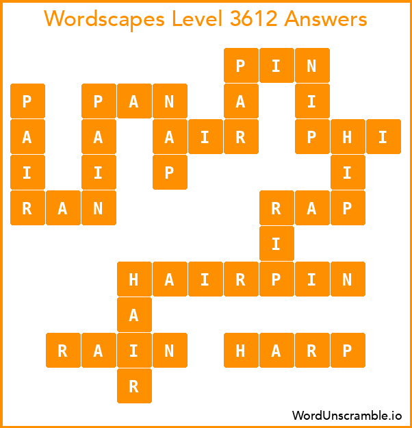 Wordscapes Level 3612 Answers