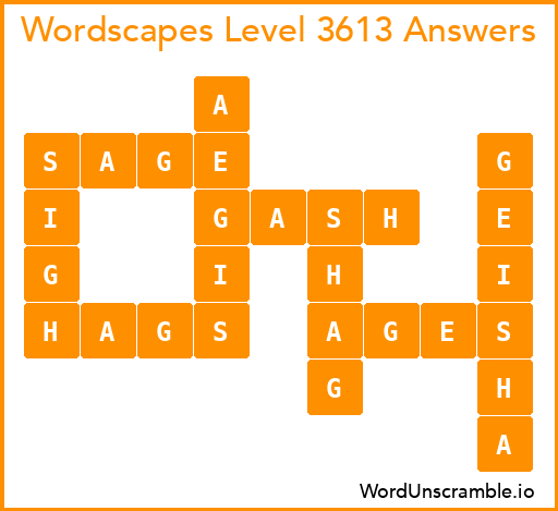 Wordscapes Level 3613 Answers