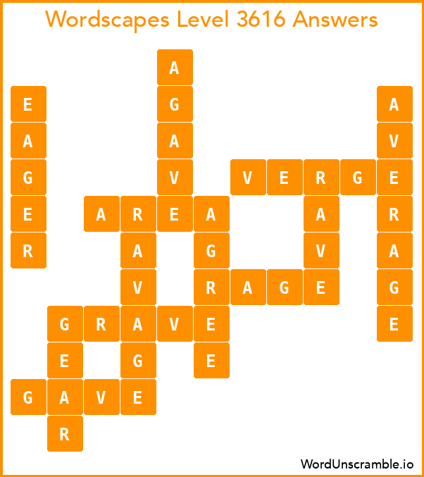 Wordscapes Level 3616 Answers