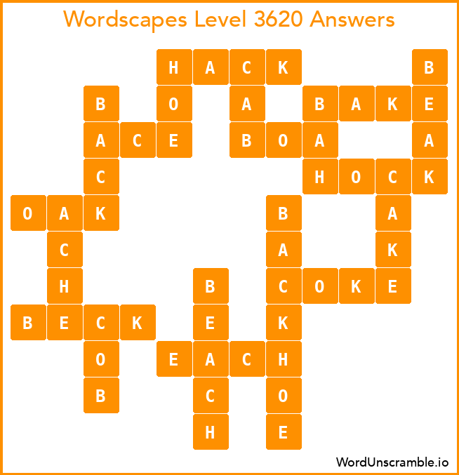 Wordscapes Level 3620 Answers