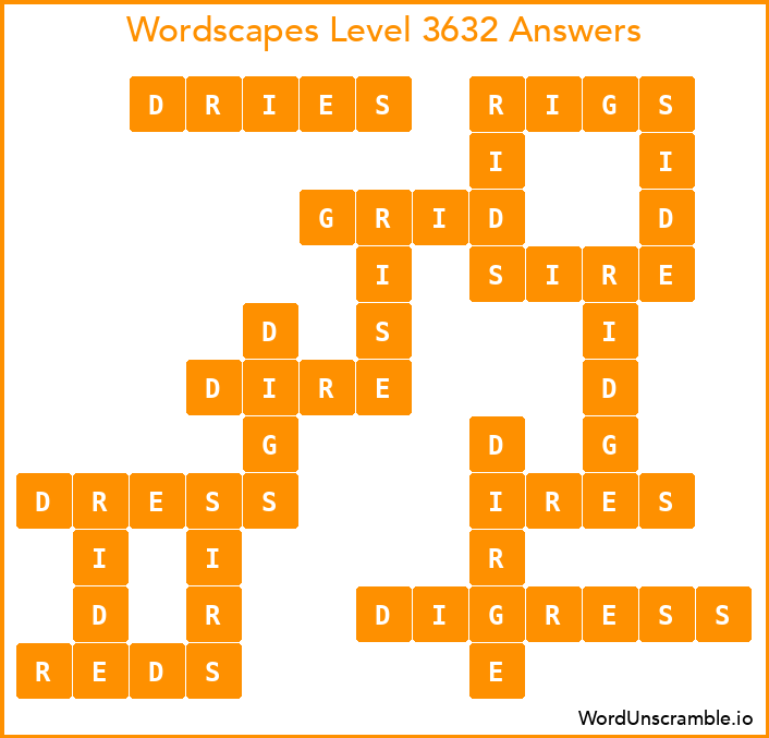 Wordscapes Level 3632 Answers