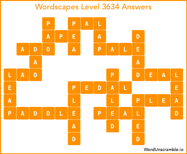 Wordscapes Level 3634 Answers