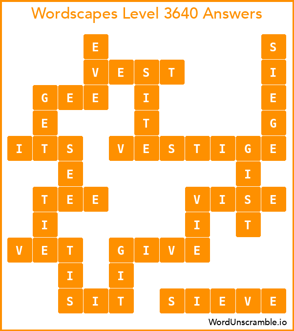 Wordscapes Level 3640 Answers