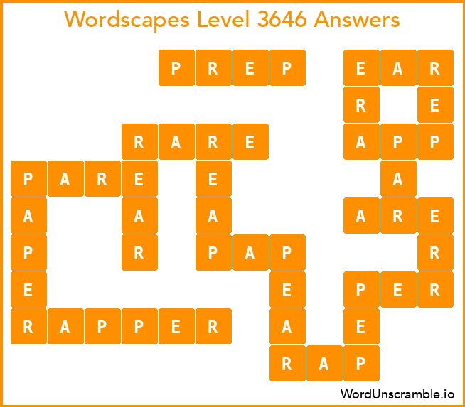 Wordscapes Level 3646 Answers