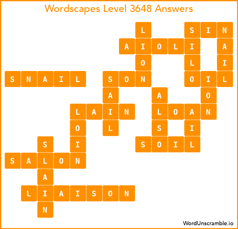 Wordscapes Level 3648 Answers