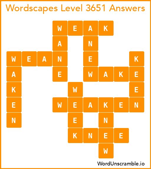 Wordscapes Level 3651 Answers