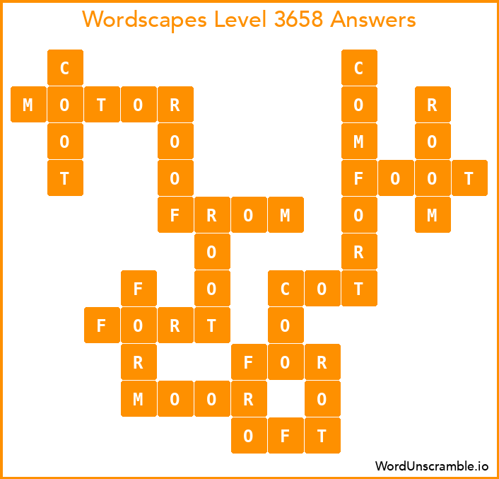 Wordscapes Level 3658 Answers
