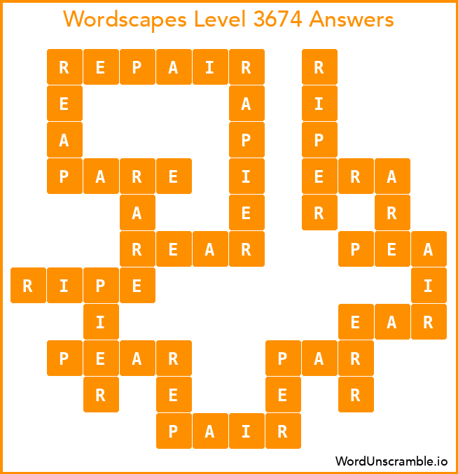 Wordscapes Level 3674 Answers