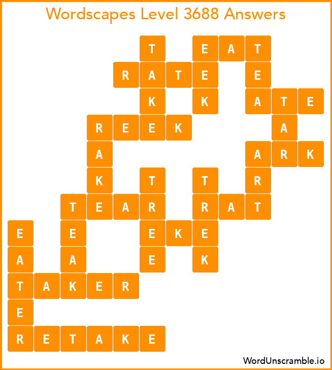 Wordscapes Level 3688 Answers